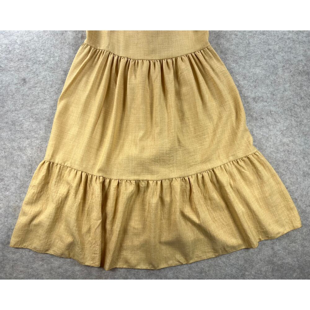 Pinkblush Maternity Yellow Lace-Up Tie Back Ruffle Dress Linen Size Large - Picture 5 of 10